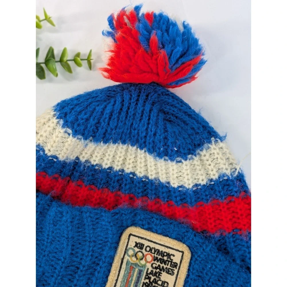 🇺🇸VTG XIII 1980 Olympic Winter Games Lake Placid Beanie Hat Knit Toque Stanley